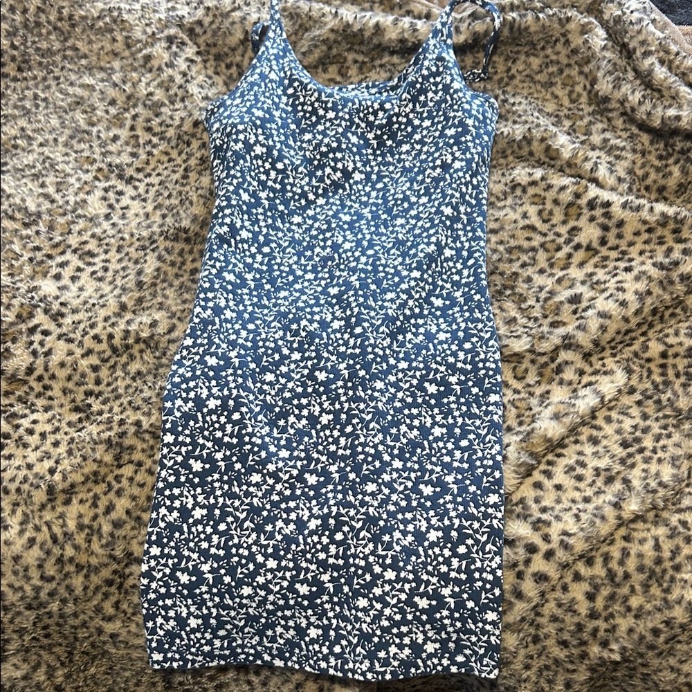 Floral Blue and White Dress